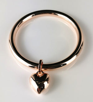 Fashion Bangle Rose Gold with Puff Heart Charm 66mm