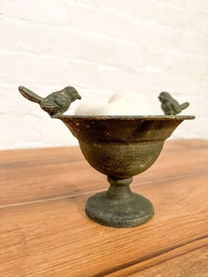 Antiqued Metal Bird Bowl