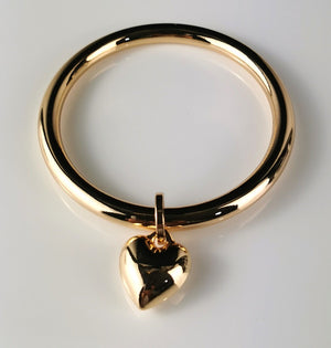 Fashion Bangle Gold with Puff Heart Charm 66mm