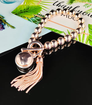Rose Gold Fashion Bracelet with Tassel Charm