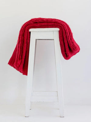 Windermere Mohair - Scarlet Throw (Allow 48 Hour Turnaround)