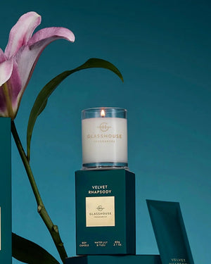 Glasshouse Fragrances VELVET RHAPSODY 60g Triple Scented Soy Candle