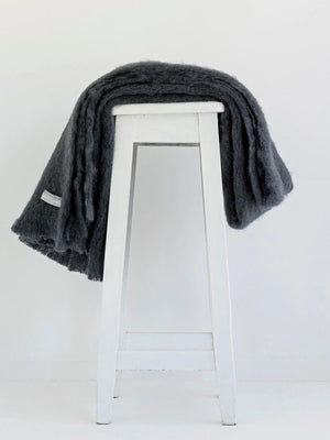 Windermere Mohair - Charcoal Throw (Allow 48 Hour Turnaround)