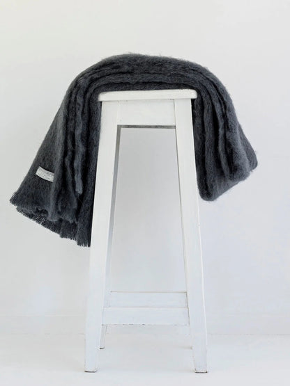 Windermere Mohair - Charcoal Throw (Allow 48 Hour Turnaround)