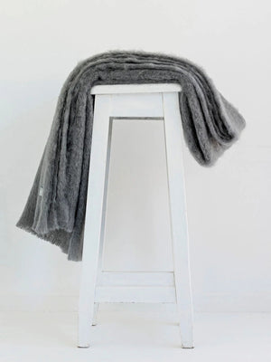 Windermere Mohair - Slate Throw (Allow 48 Hour Turnaround)