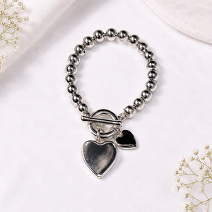 Silver Fashion Small Ball Bracelet with Heart Charms