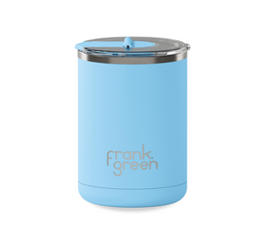 Ceramic Coffee Cup with Hinged Lid 355ml - Sky Blue