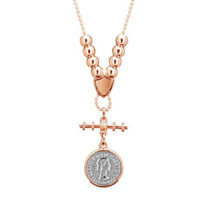 Fine Ball Gold Necklace with Coin Pendant & Fob