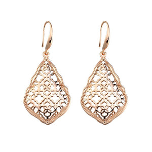 Rose Gold Filigree Drop Earrings