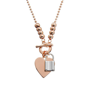 Rose Gold Heart Necklace and Lock