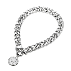 Silver Fashion Link Coin Pendant Necklace