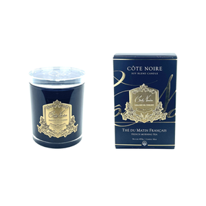 Côte Noire - CRYSTAL GLASS LID 450G SOY BLEND CANDLE - FRENCH MORNING TEA - GOLD