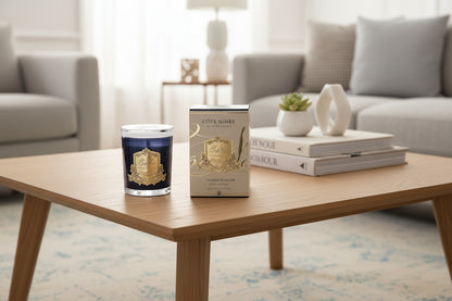 Cote Noire candle and packaging on a white background