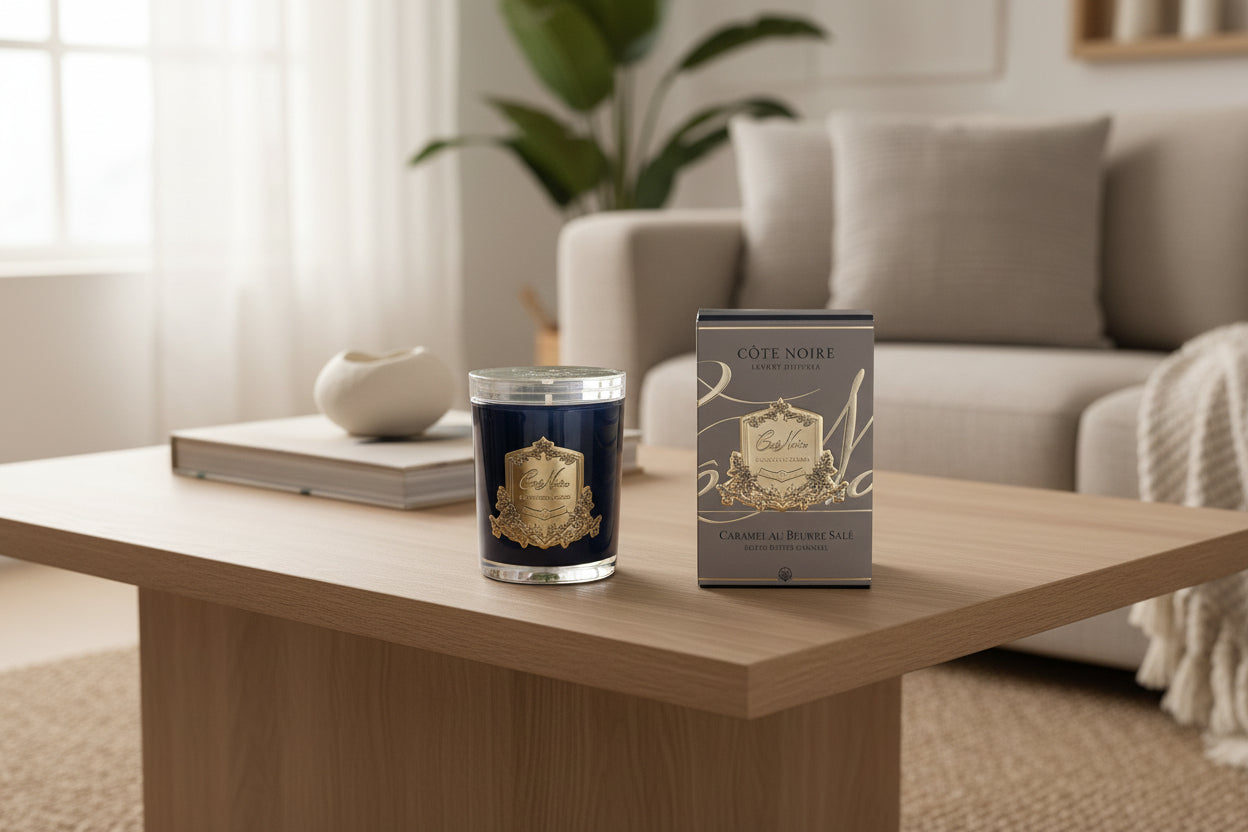Cote Noire candle and packaging on a white background