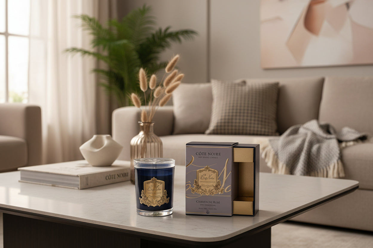 Cote Noire candle and packaging on a white background