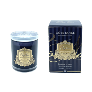 Côte Noire - CRYSTAL GLASS LID 450G SOY BLEND CANDLE - QUEEN OF THE NIGHT - GOLD