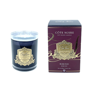 Côte Noire - CRYSTAL GLASS LID 450G SOY BLEND CANDLE - ROSE OUD - GOLD