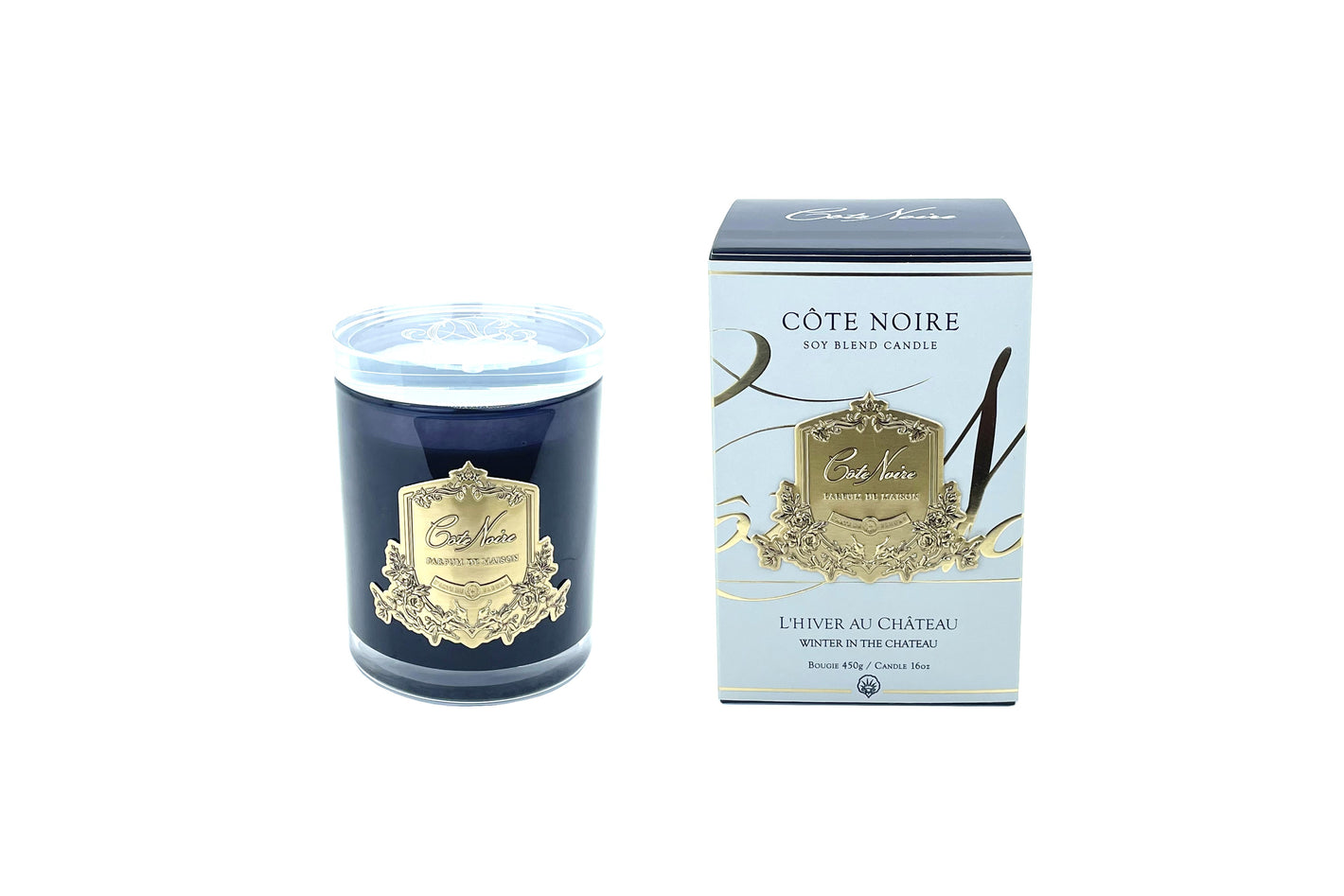 Côte Noire - CRYSTAL GLASS LID 450G SOY BLEND CANDLE - WINTER IN THE CHATEAU
