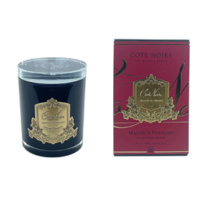 Côte Noire - CRYSTAL GLASS LID 450G SOY BLEND CANDLE - FRENCH MACROON - GOLD