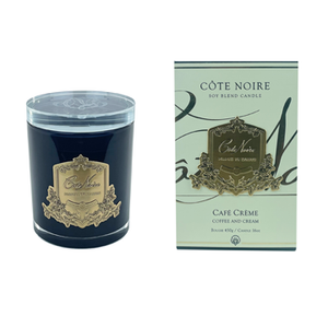 Côte Noire - CRYSTAL GLASS LID 450G SOY BLEND CANDLE - COFFEE AND CREAM - GOLD