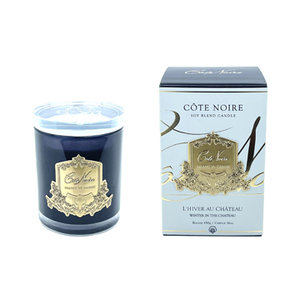 Côte Noire - CRYSTAL GLASS LID 450G SOY BLEND CANDLE - WINTER IN THE CHATEAU - GOLD