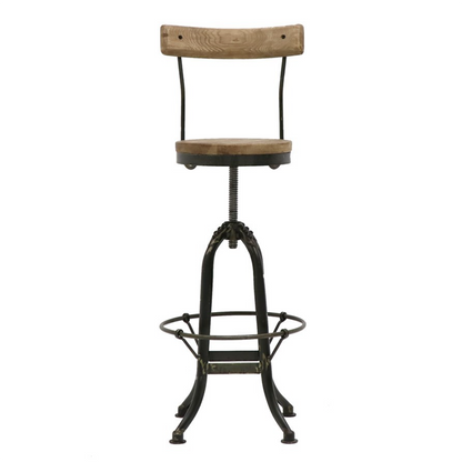 Reclaimed Elm Barstool with back support