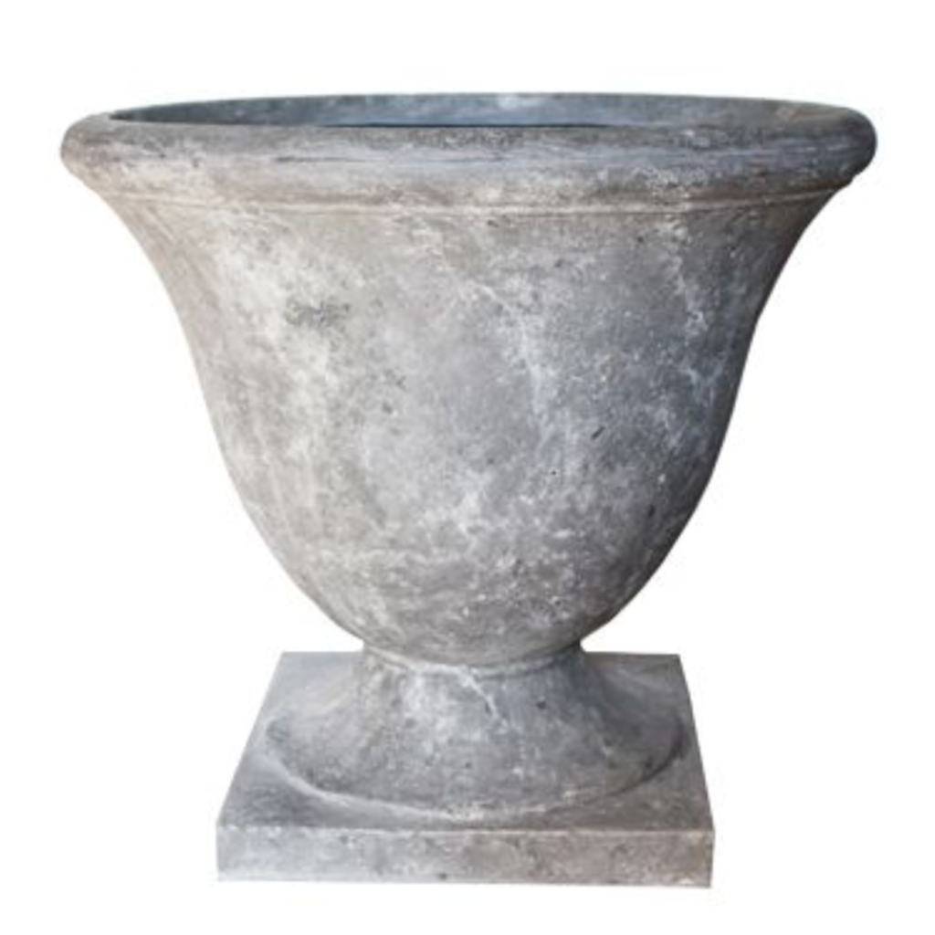 Footed Urn with Square Base Lava Raw Grey